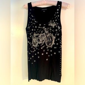 Rock & republic black studded motorcycle tank small women